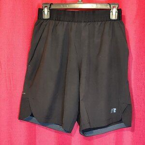 Russell Men's Dri-Power 360 Shorts Athletic Workout Pockets Black Size Small